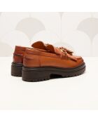 Mokassins Fiona aus kamelfarbenem Leder