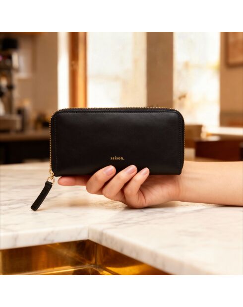 Compagnon en cuir Maya noir - 195 x 100 x 20 mm