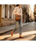 Bandolera Irma de piel coñac - 250 x 175 x 60 mm