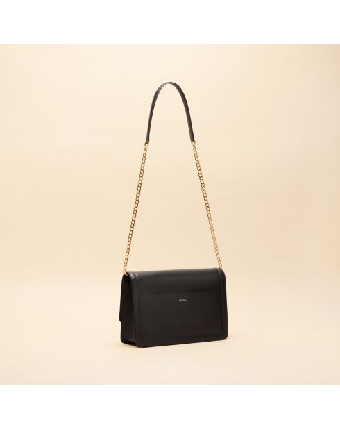 Sac bandoulière Hélène en cuir noir - 25,4x15,4x5,5 cm