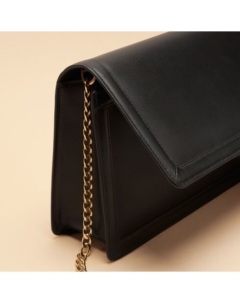 Sac bandoulière Hélène en cuir noir - 25,4x15,4x5,5 cm