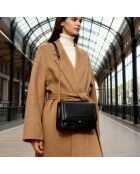 Sac bandoulière Hélène en cuir noir - 25,4x15,4x5,5 cm