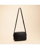 Zwarte leren schoudertas van Agathe - 236 x 161 x 55 mm