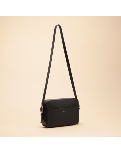 Zwarte leren schoudertas van Agathe - 236 x 161 x 55 mm