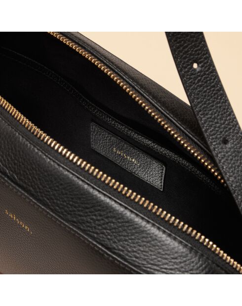 Zwarte leren schoudertas van Agathe - 236 x 161 x 55 mm