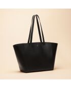 Sac cabas Lison en cuir noir - 31x29,5x15 cm