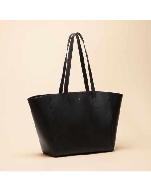 Sac cabas Lison en cuir noir - 31x29,5x15 cm