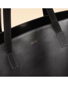 Sac cabas Lison en cuir noir - 31x29,5x15 cm