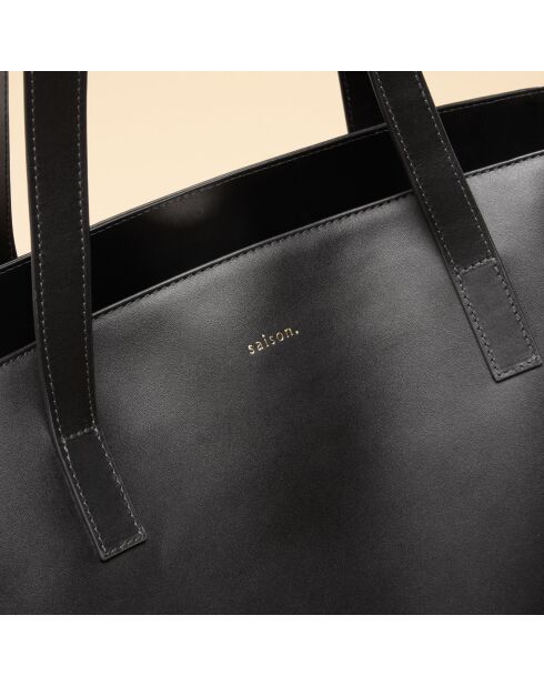 Sac cabas Lison en cuir noir - 31x29,5x15 cm