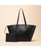 Sac cabas Lison en cuir noir - 31x29,5x15 cm