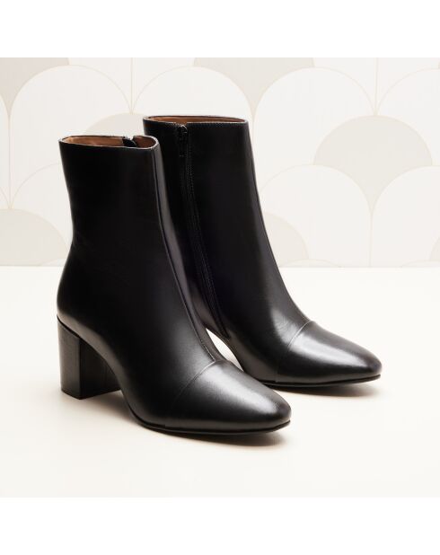 Léna zwarte leren laarzen - Hak: 6,8 cm