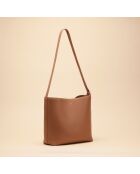 Sac seau Diane en cuir cognac - 26,2x25,7x12 cm