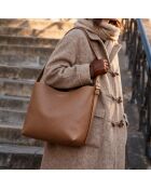 Sac seau Diane en cuir cognac - 26,2x25,7x12 cm