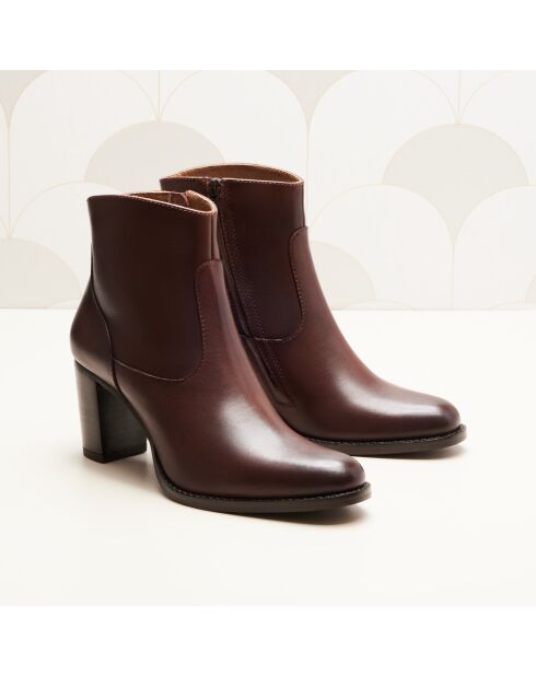 Braune Ava-Lederstiefel - Absatz: 7 cm