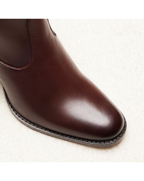 Braune Ava-Lederstiefel - Absatz: 7 cm