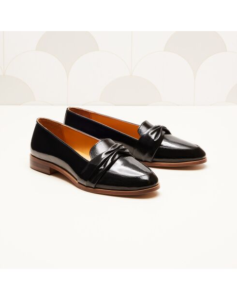 Mocassins en cuir verni Camélia noirs