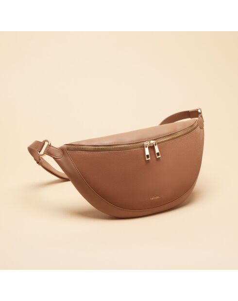 Sac banane Cora en cuir noisette - 36,2x18x5 cm