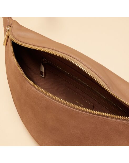 Sac banane Cora en cuir noisette - 36,2x18x5 cm