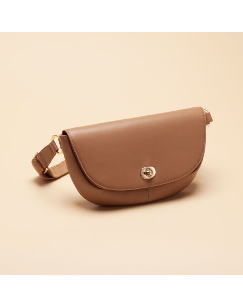 Sac banane Claudia en cuir noisette - 27,2x15,2x5 cm