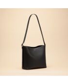 Sac seau Diane en cuir noir - 26,2x25,7x12 cm