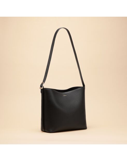 Sac seau Diane en cuir noir - 26,2x25,7x12 cm