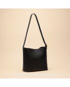 Sac seau Diane en cuir noir - 26,2x25,7x12 cm