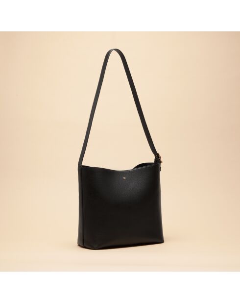 Sac seau Diane en cuir noir - 26,2x25,7x12 cm