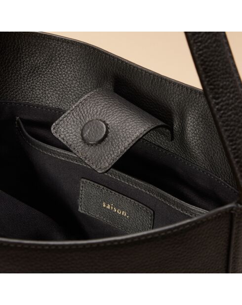 Sac seau Diane en cuir noir - 26,2x25,7x12 cm