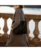 Sac seau Diane en cuir noir - 26,2x25,7x12 cm
