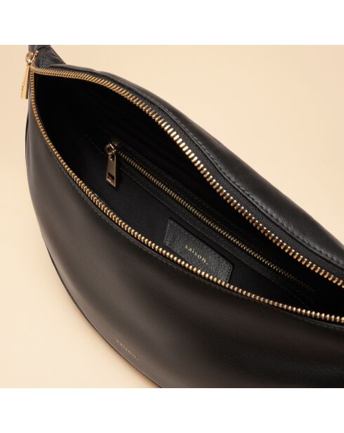 Sac banane Cora en cuir noir - 36,2x18x5 cm