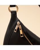 Sac banane Cora en cuir noir - 36,2x18x5 cm