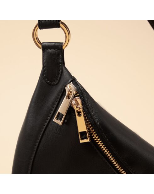 Sac banane Cora en cuir noir - 36,2x18x5 cm