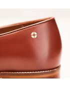 Braune Fleur Leder-Mokassins