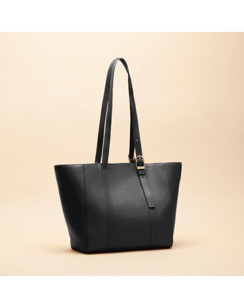Sac cabas Magda en cuir noir - 28,5x27x13 cm