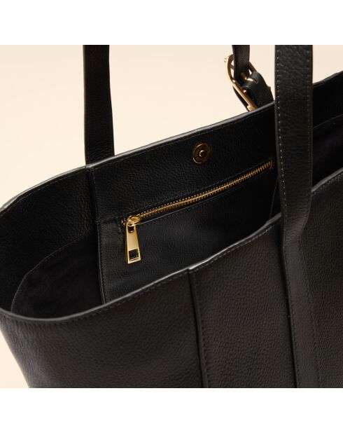 Sac cabas Magda en cuir noir - 28,5x27x13 cm