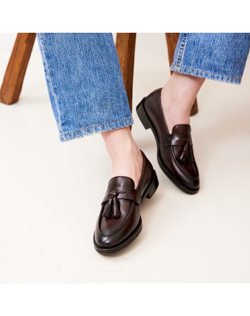 Mokassins Anna aus dunkelbraunem Leder