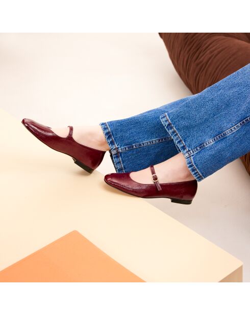 Ballerines en cuir verni Olivia bordeaux