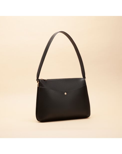 Maud zwarte leren schoudertas - 340 x 236 x 76 mm