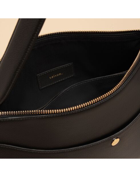 Maud zwarte leren schoudertas - 340 x 236 x 76 mm