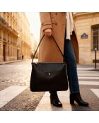 Maud zwarte leren schoudertas - 340 x 236 x 76 mm