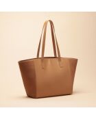 Sac cabas Lison en cuir noisette - 31x29,5x15 cm