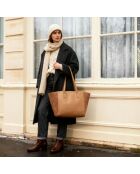Sac cabas Lison en cuir noisette - 31x29,5x15 cm