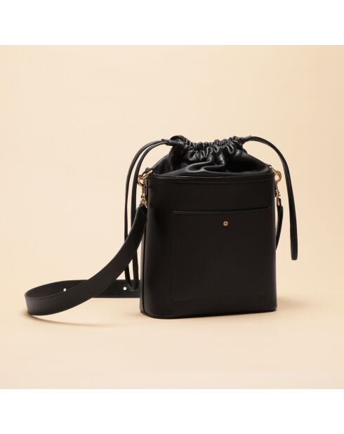 Gwen zwarte leren emmertas - 210 x 204 x 97 mm