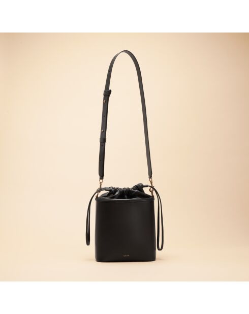 Gwen zwarte leren emmertas - 210 x 204 x 97 mm