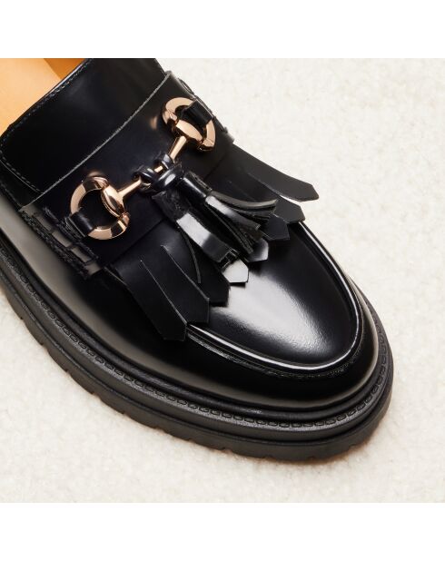 Fiona zwarte leren instappers