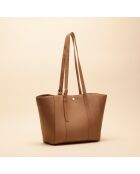 Sac cabas Magda en cuir cognac - 28,5x27x13 cm
