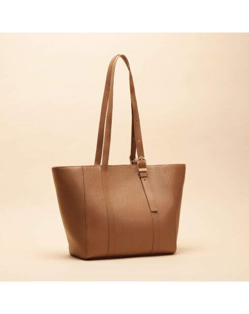 Sac cabas Magda en cuir cognac - 28,5x27x13 cm