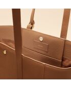 Sac cabas Magda en cuir cognac - 28,5x27x13 cm