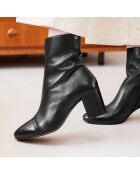 Léna zwarte leren laarzen - Hak: 6,8 cm