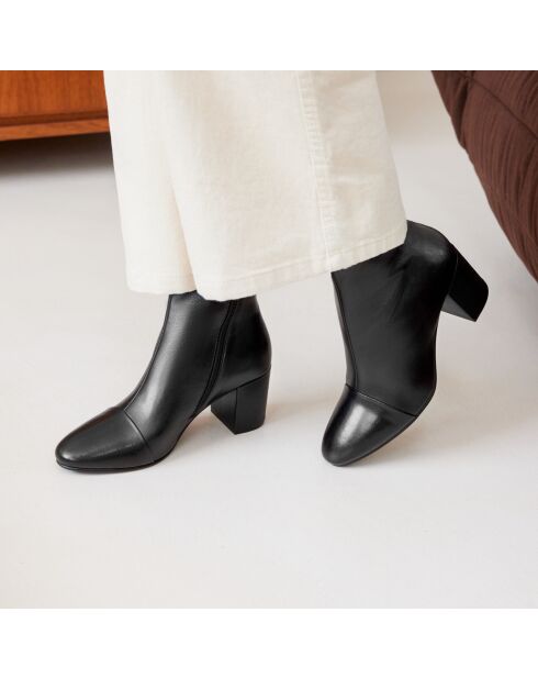 Léna zwarte leren laarzen - Hak: 6,8 cm